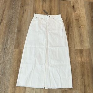 J.crew white denim jeans maxi skirt slit in front